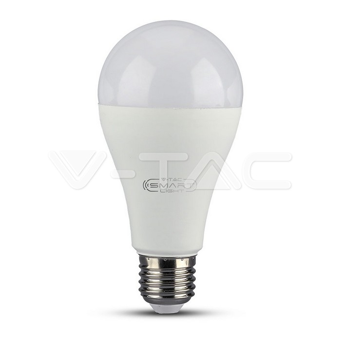 LED Lampadina 15W E27 A60 SMART WIFI RGB, Corpo Bianco, Luce Bianco Caldo