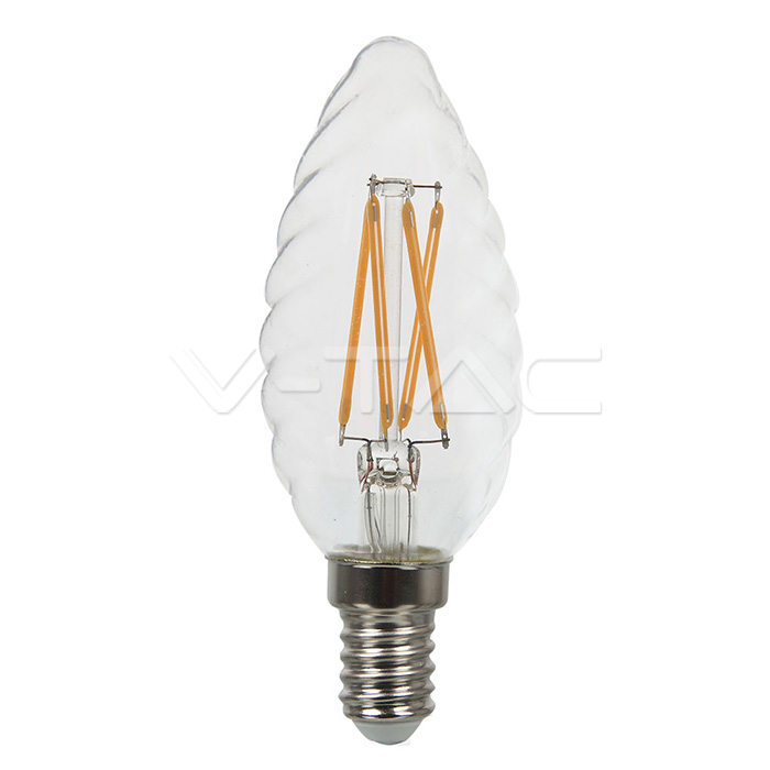 LED Lampadina SAMSUNG Chip Filamento 4W E14 Candela Twist Clear Cover 2700K