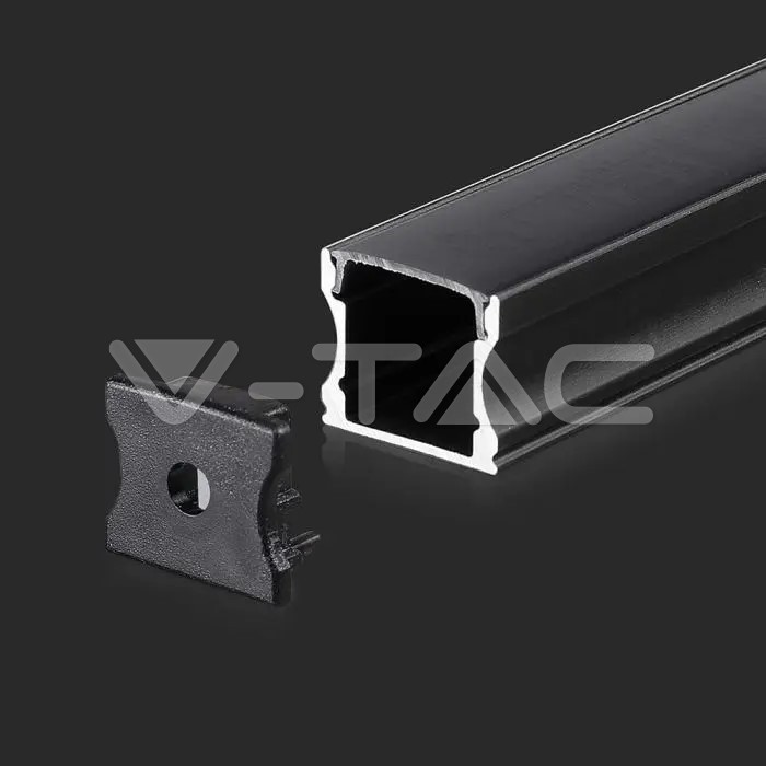 Led Strip Mounting Kit With Diffuser Aluminum 2000* 17.2*15.5MM Black Housing