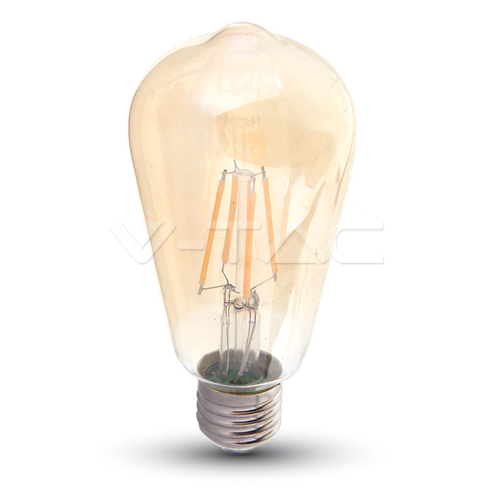 LED Lampadina SAMSUNG Chip Filamento 6W E27 ST64 Amber Cover 2200K