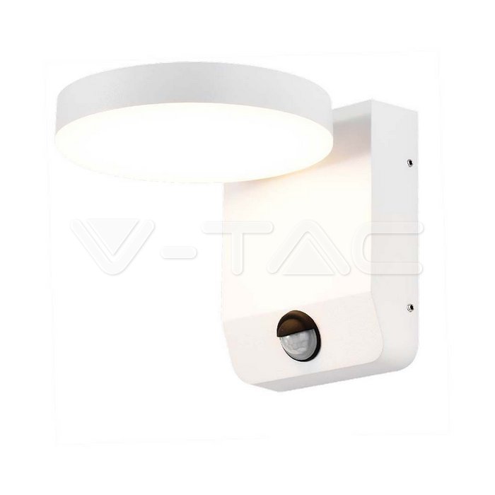 20W LED Wall Light Sensor White Body Round 3000K IP65