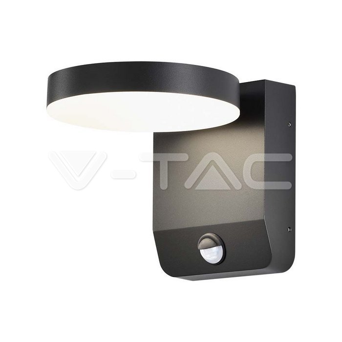 20W LED Wall Light Sensor Black Body Round 3000K IP65