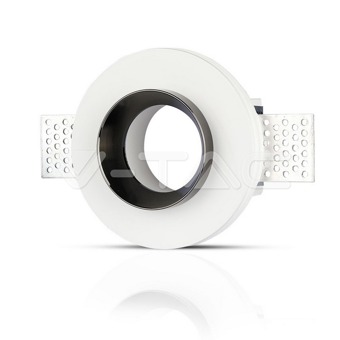 GU10 Fitting Gesso White Recessed Light Black Metal Rotondo