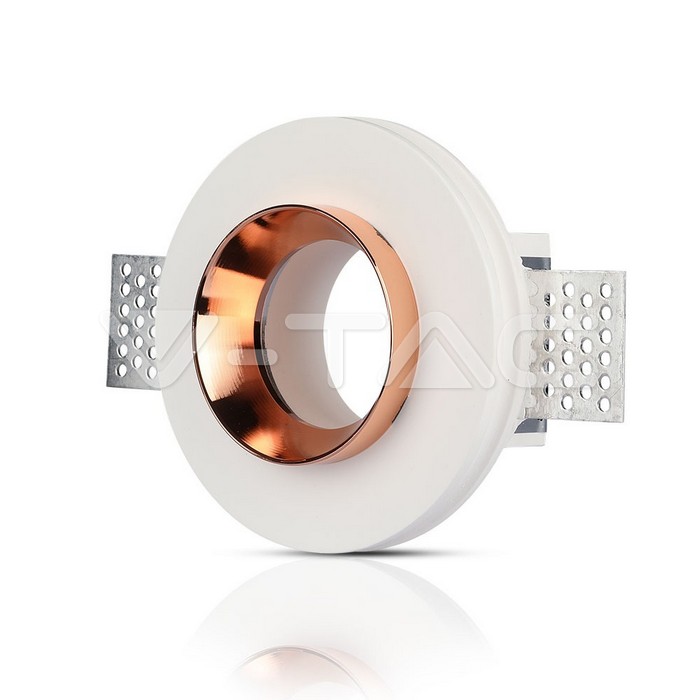 GU10 Fitting Gesso White Recessed Light Rose Gold Metal Rotondo