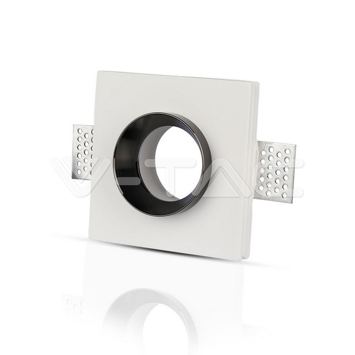 GU10 Fitting Gesso White Recessed Light Black Metal Square
