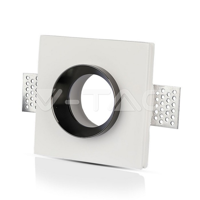 GU10 Fitting Gesso White Recessed Light Chrome Metal Quadrato