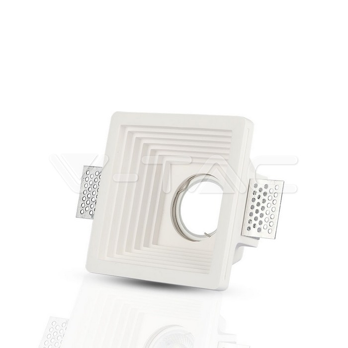GU10 Fitting Gesso White Recessed Light Quadrato