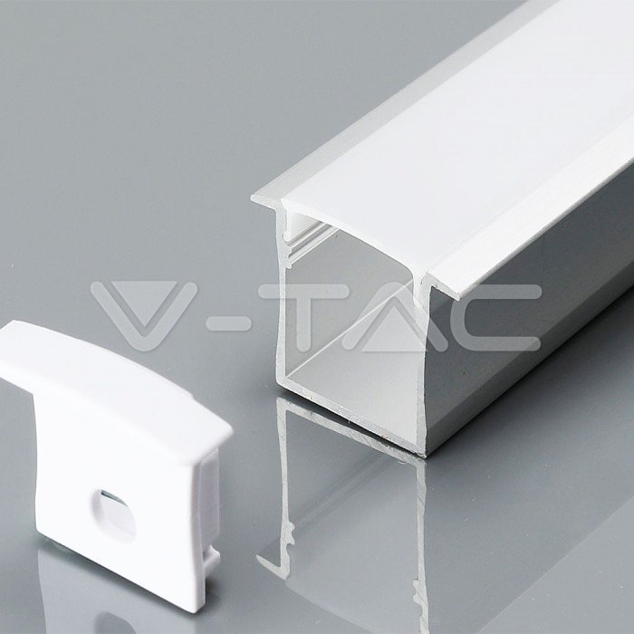 Kit di montaggio per strisce LED in alluminio con diffusore Bianco 2000 x 30 x 20 mm