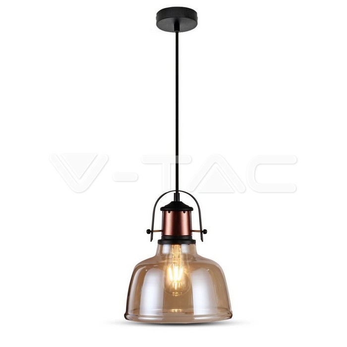 Lampadario con Portalampada Vetro Trasparente Marrone