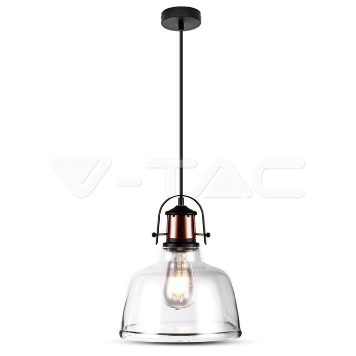 Lampadario con Portalampada Vetro Trasparente Fume