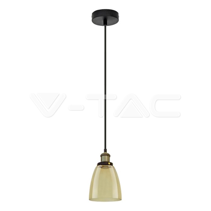 Lampadario con Portalampada Vetro Vintage Ambra __140