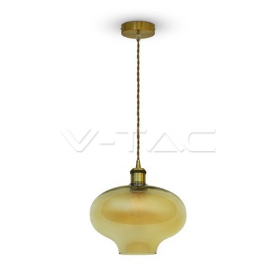 Lampadario con Portalampada Vetro Vintage Ambra __260