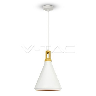 Lampadario con Portalampada Parabola Bianca Base in legno Grande __250