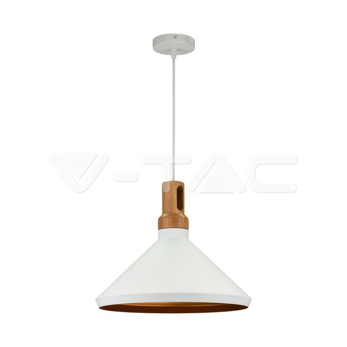 Lampadario con Portalampada Parabola Bianca Base in legno Piccolo __250