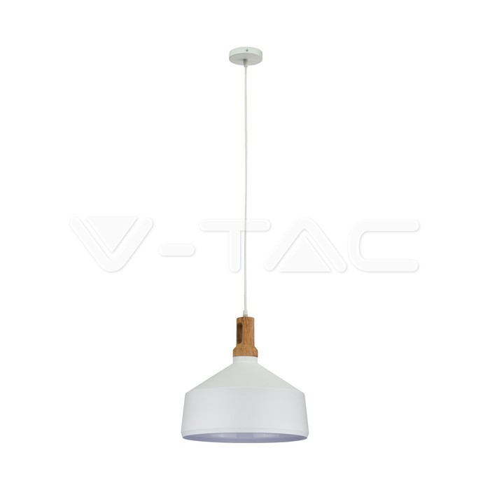 Lampadario con Portalampada Parabola Bianca Base in legno Ampio __350