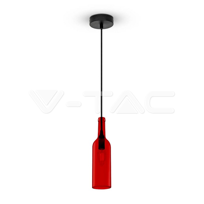 Lampadario con Portalampada Bottiglia Rosso