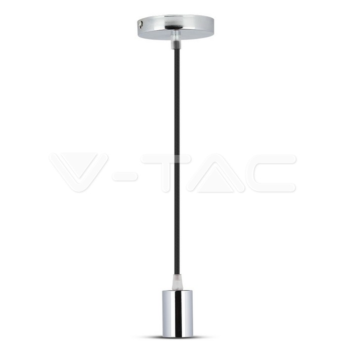 Lampadario con Portalampada Cromo Dome Nero Chiaro Cavo