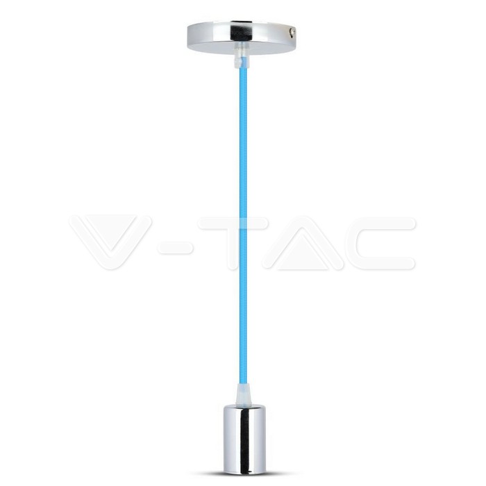 Lampadario con Portalampada Cromo Dome Blu Chiaro Cavo