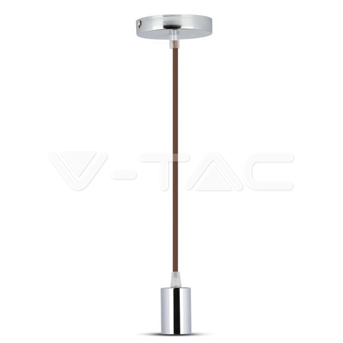 Lampadario con Portalampada Cromo Dome Marrone Chiaro Cavo