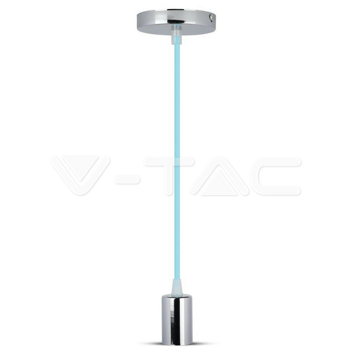 Lampadario con Portalampada Cromo Dome Blu Chiaro Cavo