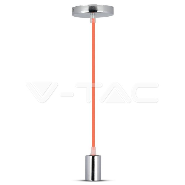 Lampadario con Portalampada Cromo Dome Arancione Chiaro Cavo