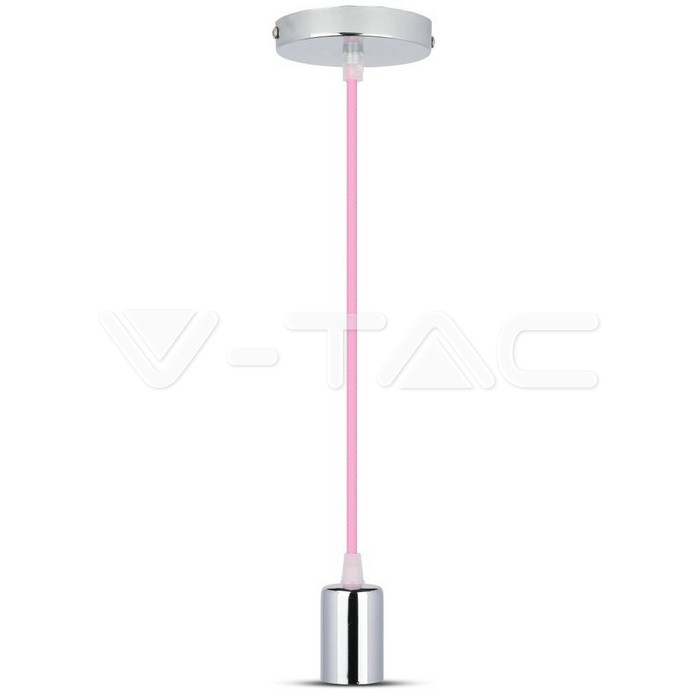 Lampadario con Portalampada Cromo Dome Rosa Chiaro Cavo