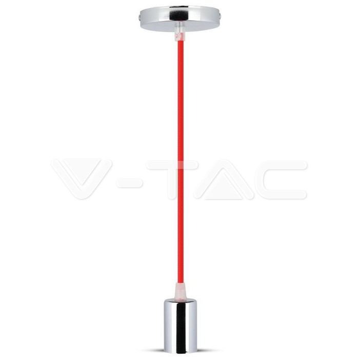 Lampadario con Portalampada Cromo Dome Rosso Chiaro Cavo