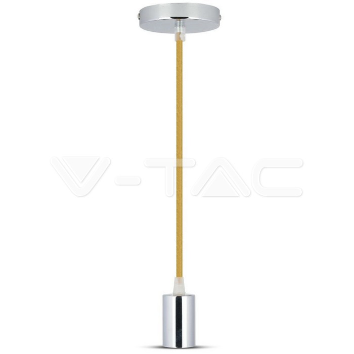 Lampadario con Portalampada Cromo Dome Beige Chiaro Cavo