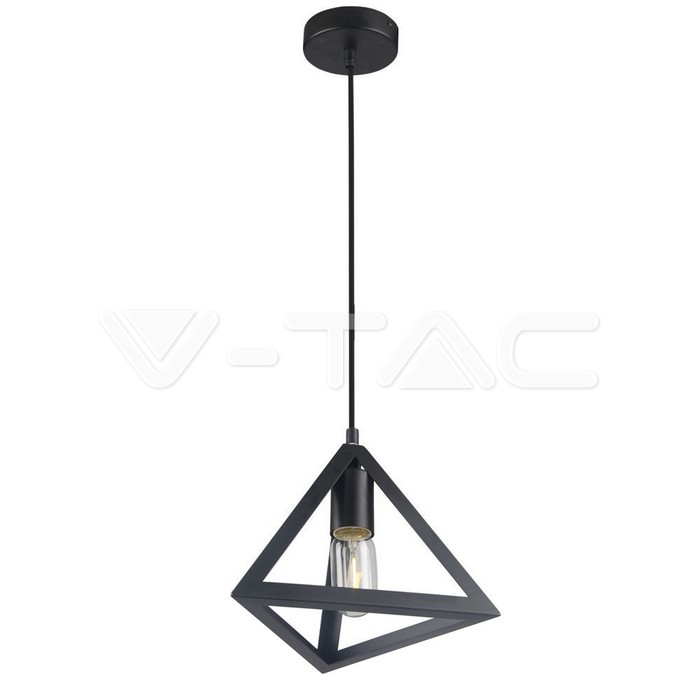 Lampadario con Portalampada Geometrico Opaca Nero 3D Rotondo