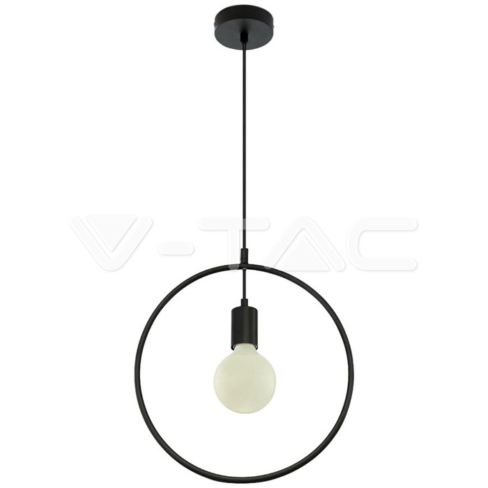 Lampadario con Portalampada Geometrico Opaca Nero Rotondo