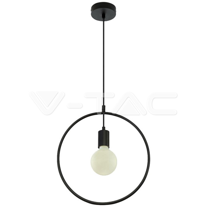 Lampadario con Portalampada Geometrico Opaca Nero Rotondo