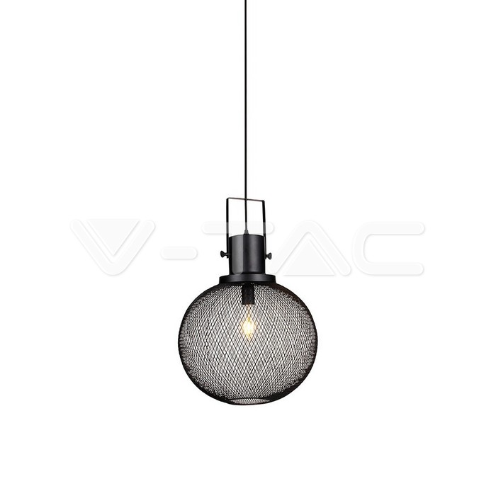 Lampadario con Portalampada Nero Metallo Globo