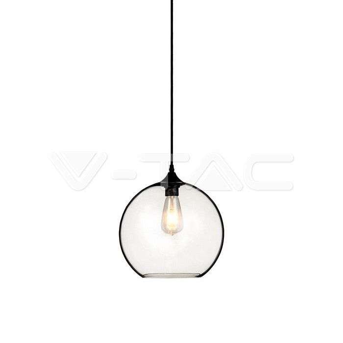 Lampadario con Portalampada Globo Vetro Trasparente __300mm
