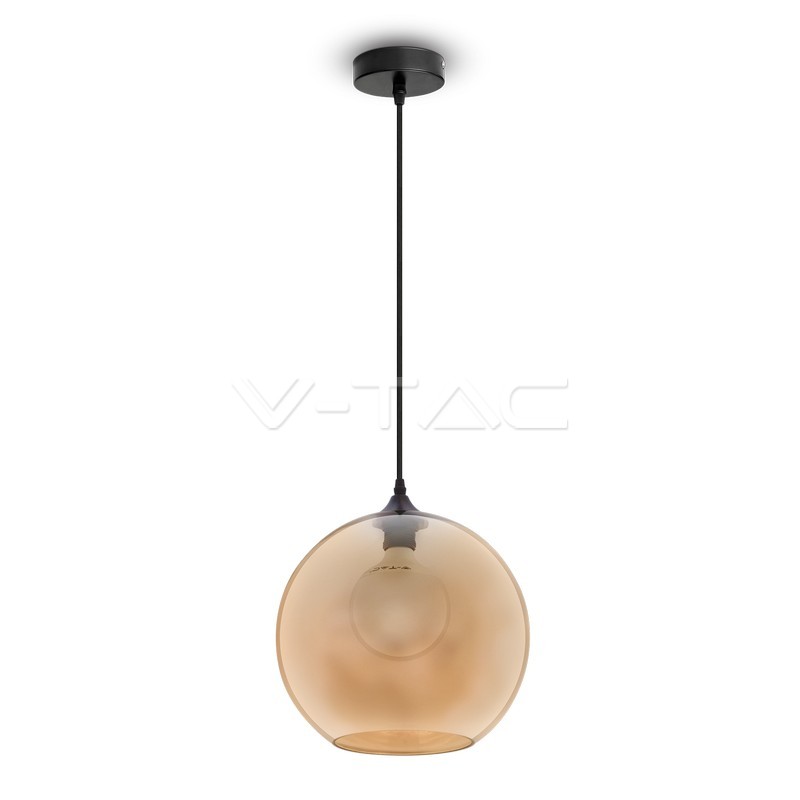 Lampadario con Portalampada Globo Vetro Ambra __300mm