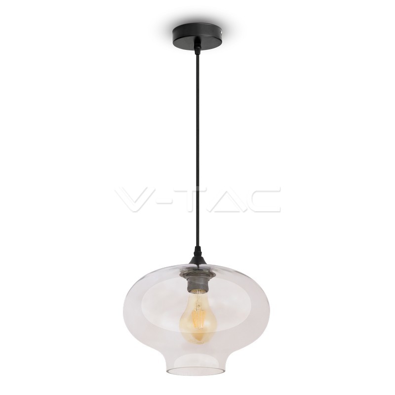 Lampadario con Portalampada Globo Artistico Vetro Trasparente __280mm