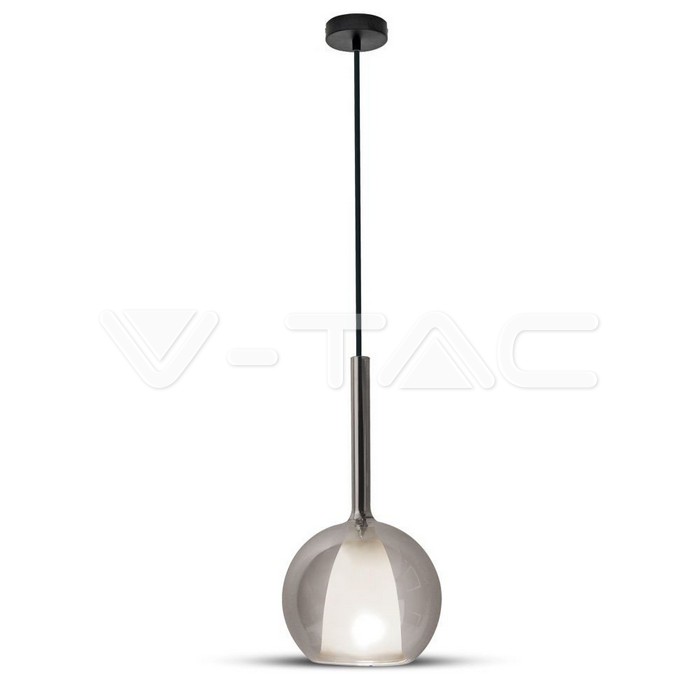 Lampadario con Portalampada Doppio Vetro Grigio+Bianco __180mm