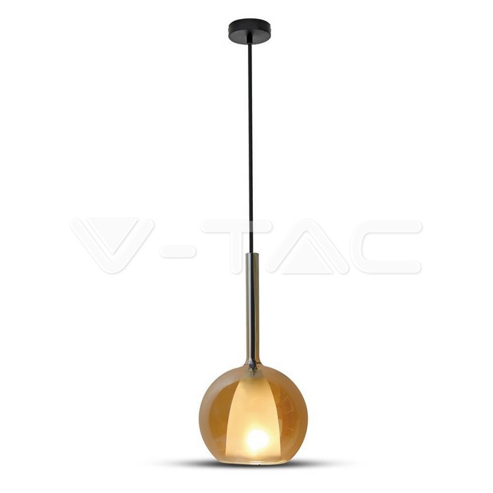 Lampadario con Portalampada Doppio Vetro Amber+Bianco __180mm