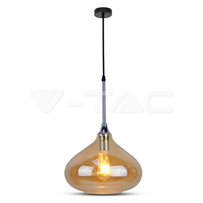 Lampadario con Portalampada Moderno Ambra Vetro Trasparente __280mm