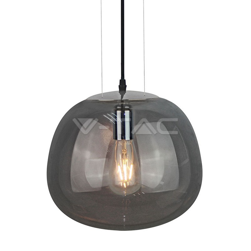 Lampadario con Portalampada Moderno Vetro Grigio Sospensione 3 __380mm