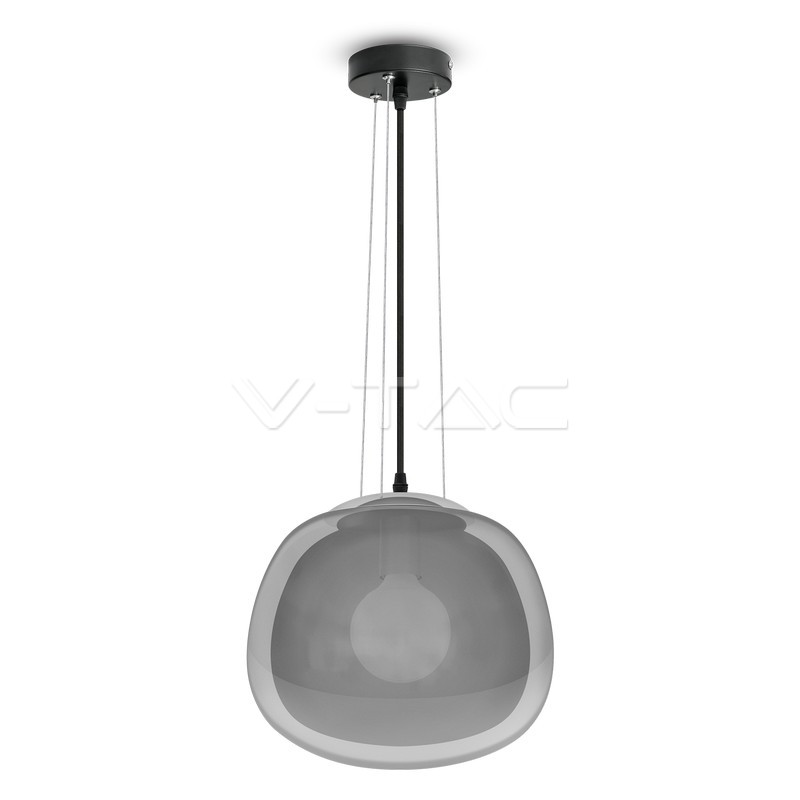 Lampadario con Portalampada Moderno Vetro Grigio Sospensione 3 __300mm