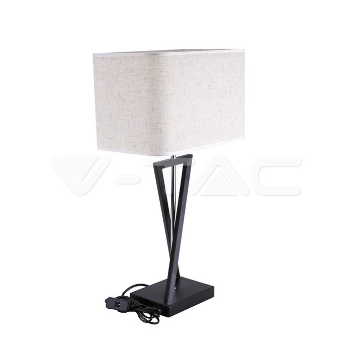 Lampada da tavolo di design E27 Ivory Shade Base Nera Switch Quadrato img 2