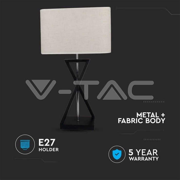 Lampada da tavolo di design E27 Ivory Shade Base Nera Switch Quadrato img 3