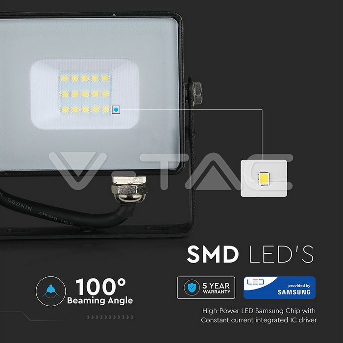 10W LED Proiettore SMD SAMSUNG Chip Corpo Nero 4000K img 6