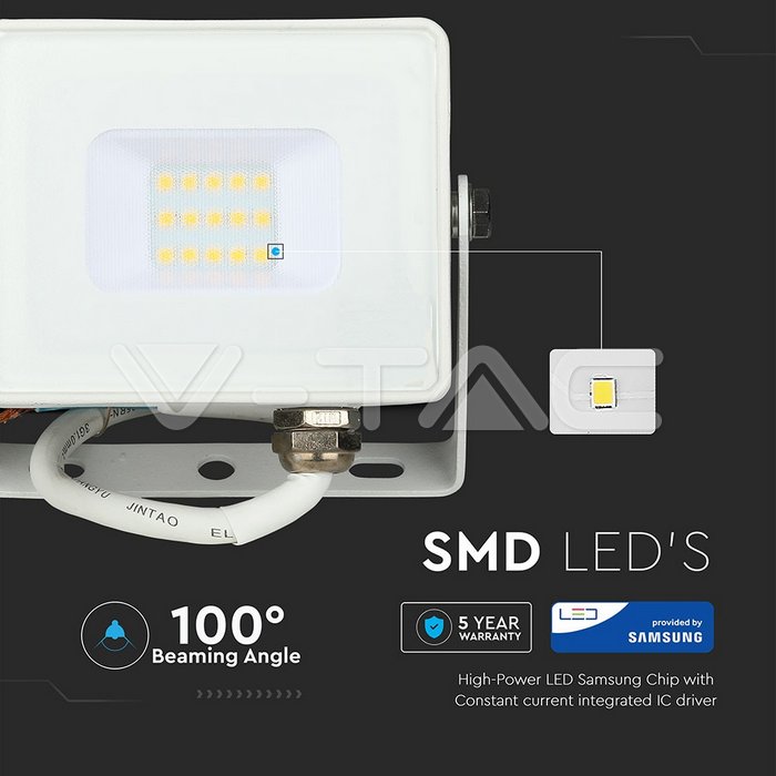 10W LED Proiettore SMD SAMSUNG Chip Corpo Bianco 3000K img 6