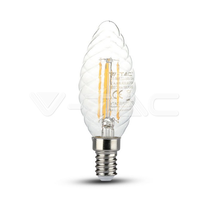 Lampadina LED filamento Spirale Candela 4W E14 Bianco Caldo Dimmerabile