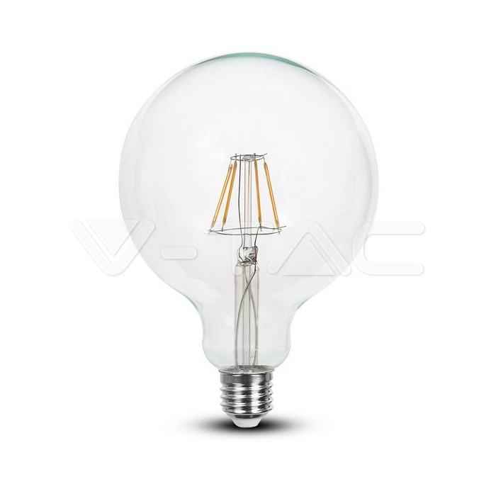 Filamento LED 4W E27 G125 Bianco caldo Dimmerabile