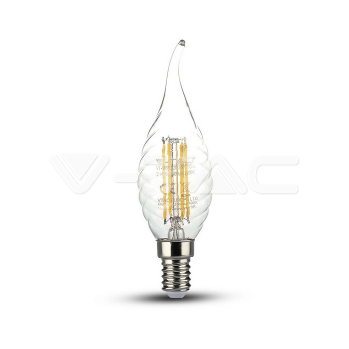 Lampadina LED filamento Spirale Candela Fiamma 4W E14 Bianco naturale
