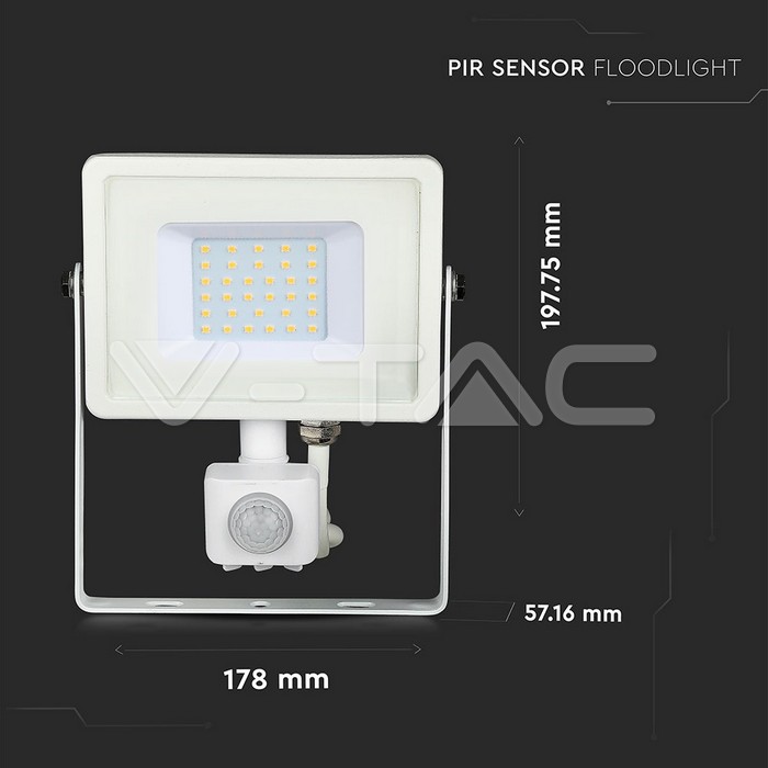 30W LED Proiettore con sensore SAMSUNG Chip Cut-OFF funzione Corpo Bianco 4000K img 12