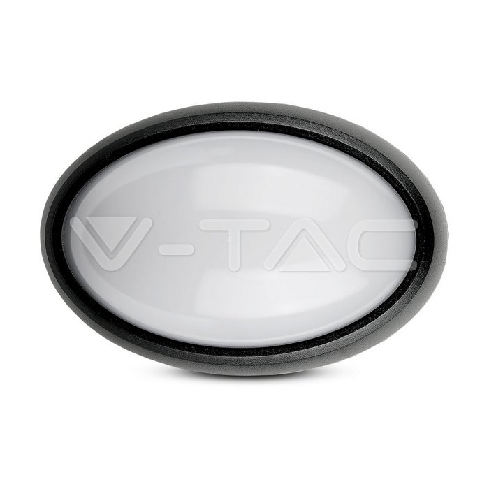12W Oval Dome Light Fitting Black Body Round 4500K IP65