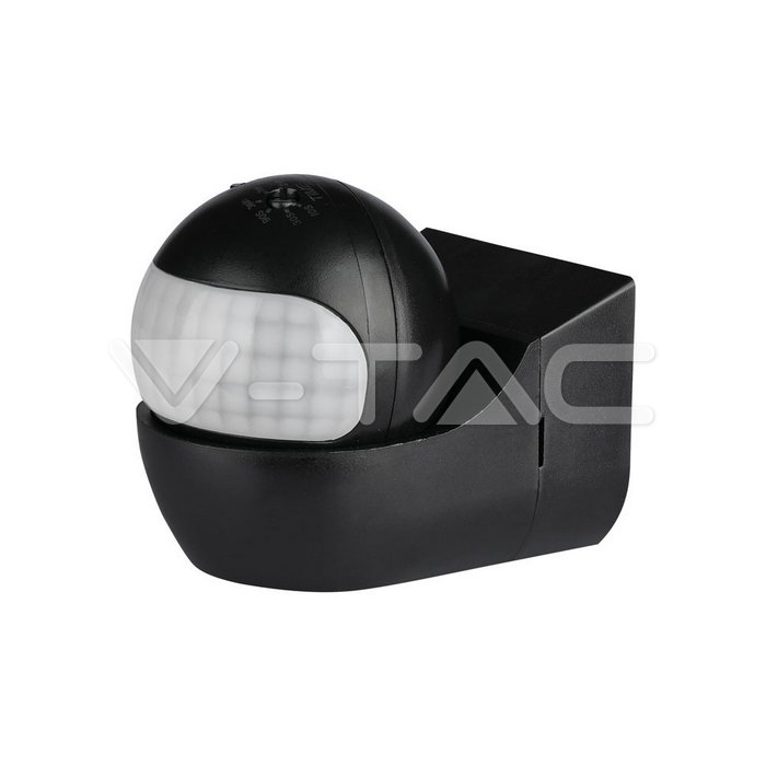 Sensore PIR da muro di colore nero con testa orientabile